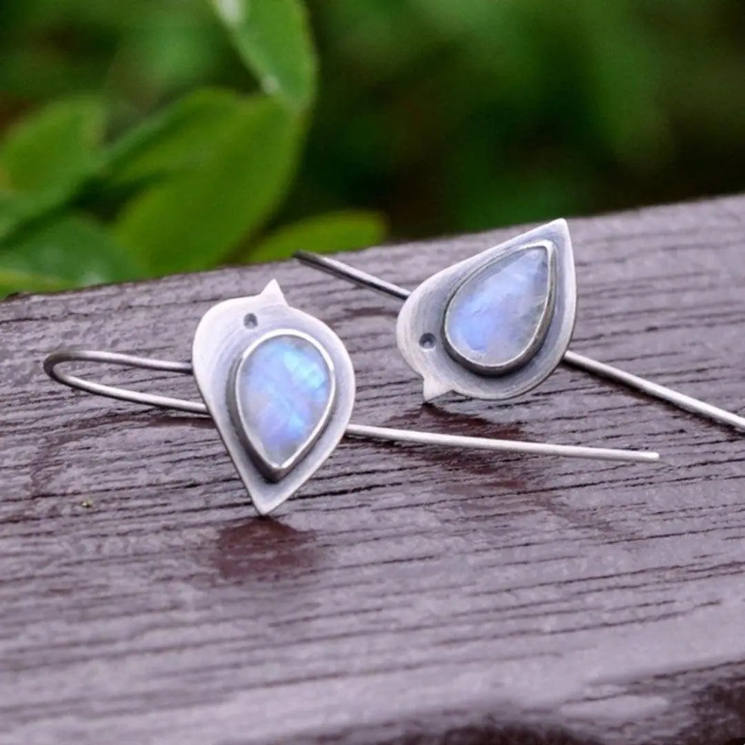 Vintage natursmykkede øreringe med fugle