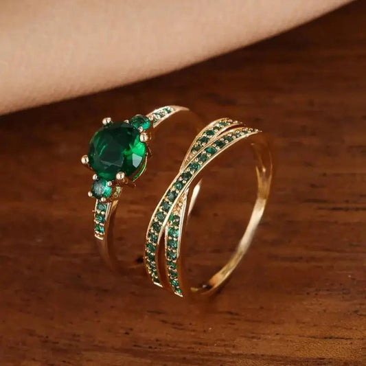 Elegant ringe lavet af grønt guld