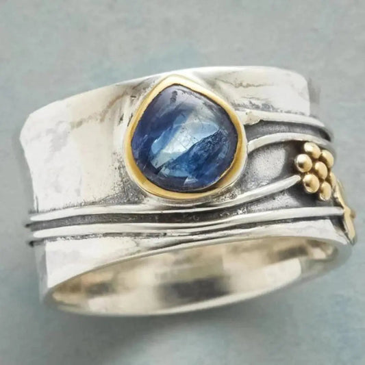 Vintage ring med blå sten
