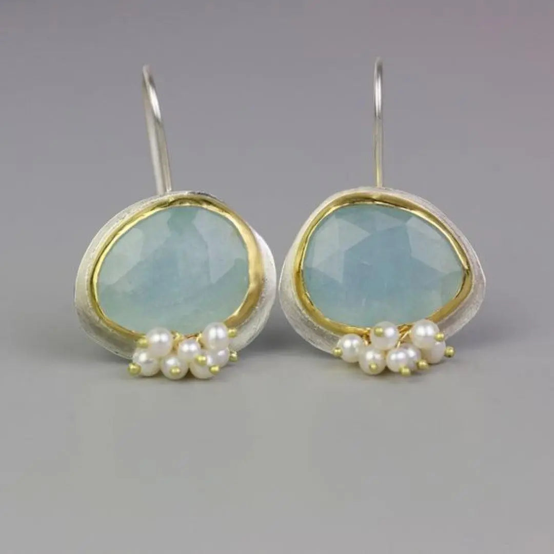 Vintage lyseblå stenøreringe