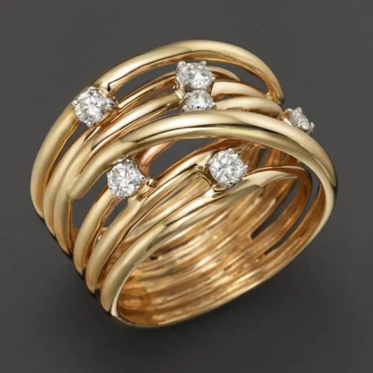 Vintage Guld Zirconia Tynd Ring