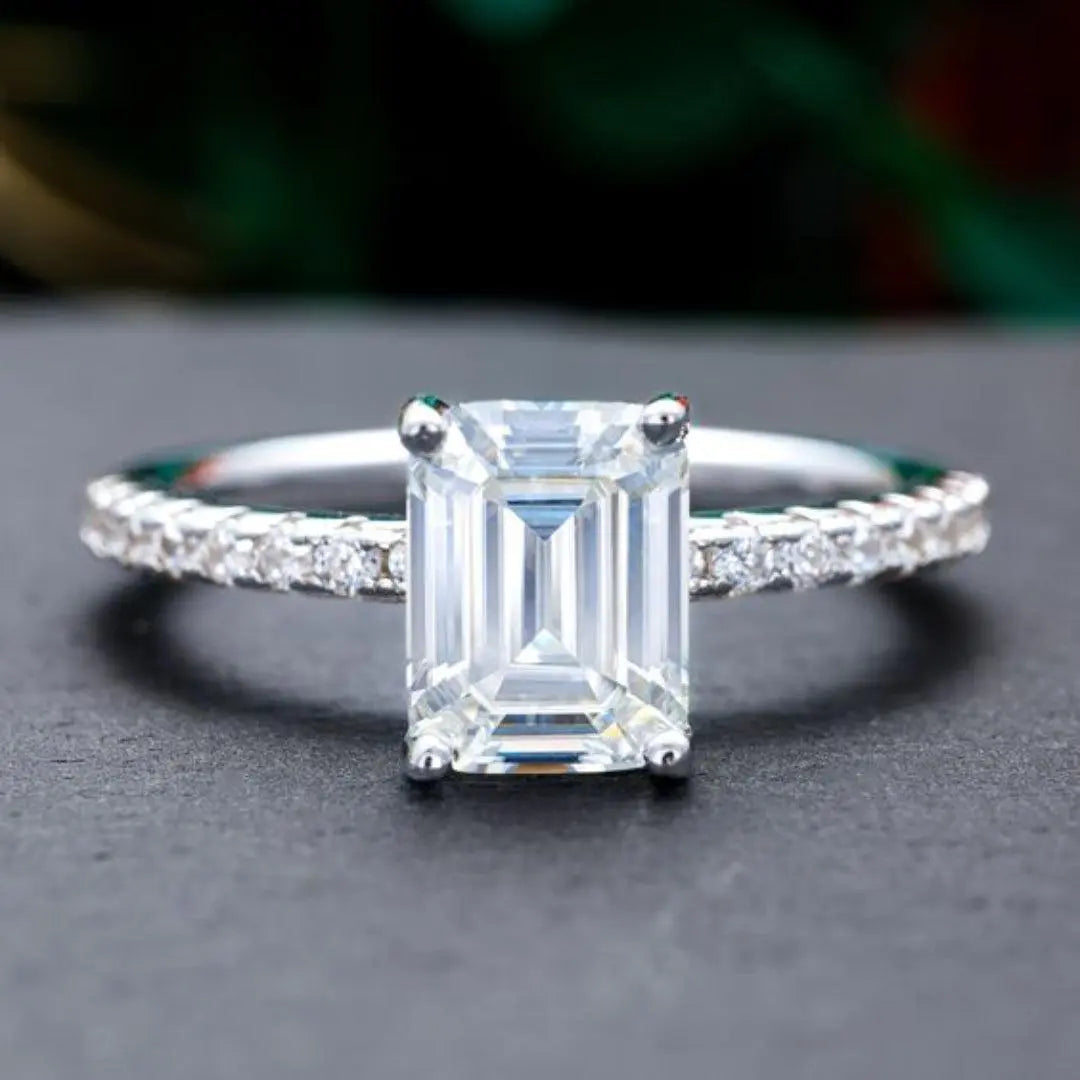 Vintage Hvid Krystal Sølv Zirconia Ring