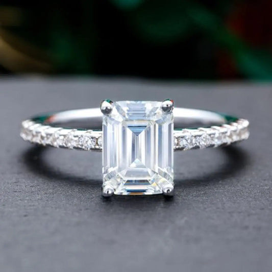 Vintage Hvid Krystal Sølv Zirconia Ring