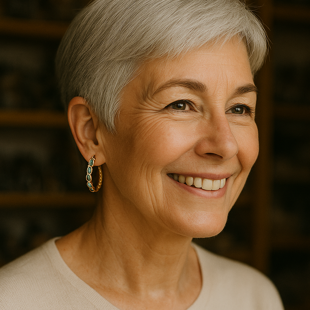 Vintage blå opal gyldne hoops øreringe