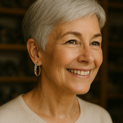 Vintage blå opal gyldne hoops øreringe