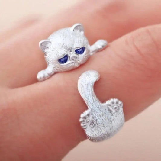 925 sterling sølv justerbar katte ring