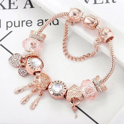 Rose Dreamcatcher armbånd med charms i sterling sølv inkluderet