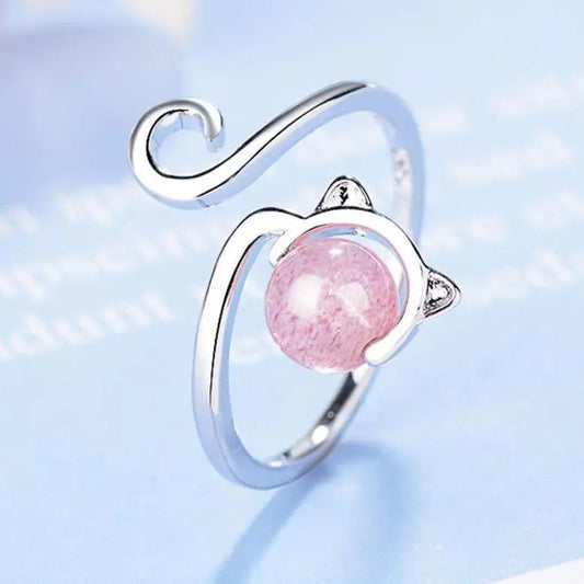 925 Sterling Sølv og Pink Agat Killing Ring