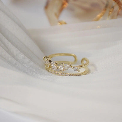 Justerbar zirkonia ring i guld