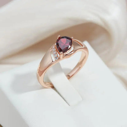 Oval Rød Naturlig Zircon Ring