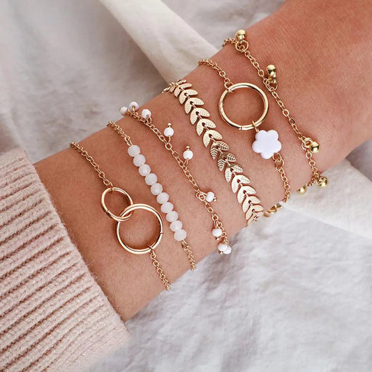 Pakke med Boho-armbånd i guld