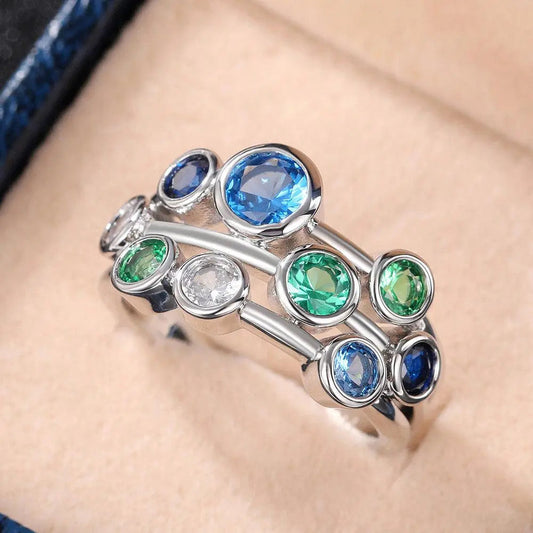 Blå ring med vintage krystaller