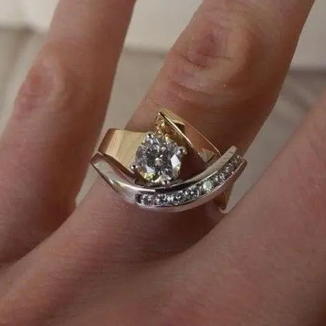 Vintage Uregelmæssig Guld & Sølv Zirconia Ring