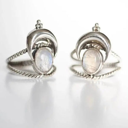 Oval regnbue månestens månefase ring