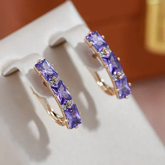 Elegant Lilla Zirconia Øreringe