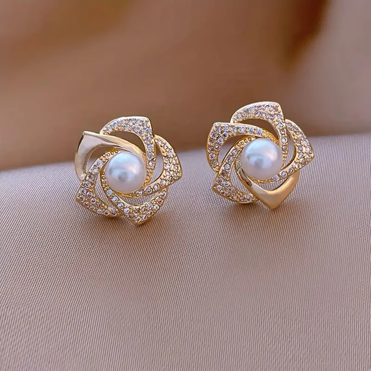 Elegant Lyse Spiral Perle Øreringe