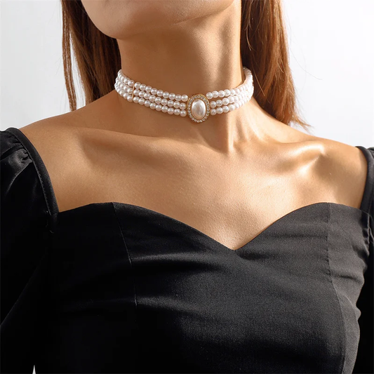 Elegant Triple Perle Halskæde