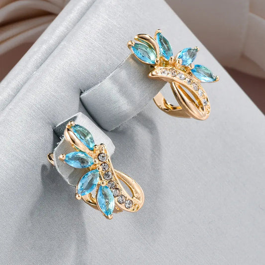 Elegant Blå Krystal Blomsterørehængere