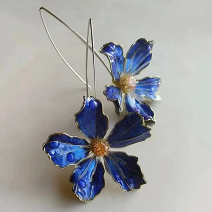 Blå Vintage Blomsterøreringe