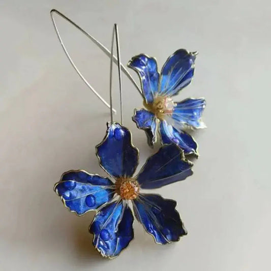 Blå Blomst Vintage Øreringe