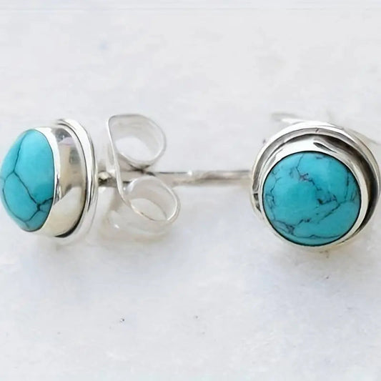 Vintage blå stensølv øreringe