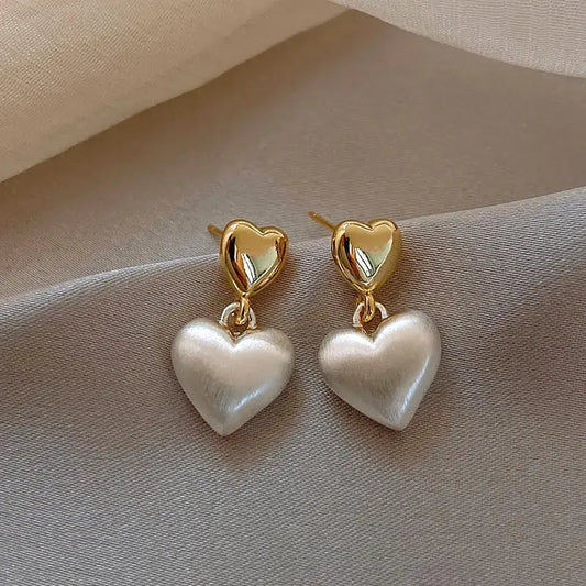 Elegant guld perle hjerte øreringe