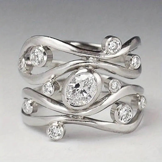 Vintage Uregelmæssig Zirkonia Sølv Ring