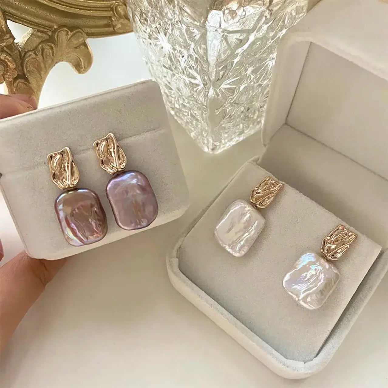 Elegante Barok Perle Guld Øreringe
