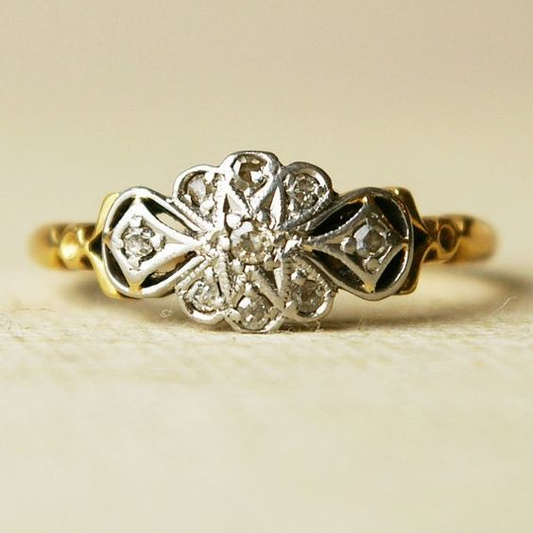 Vintage Sølv & Guld Mandala Ring