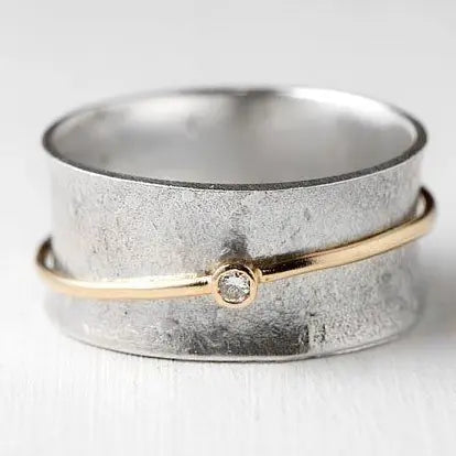 Vintage Gyldne Linje Zirkonia Sølv Ring