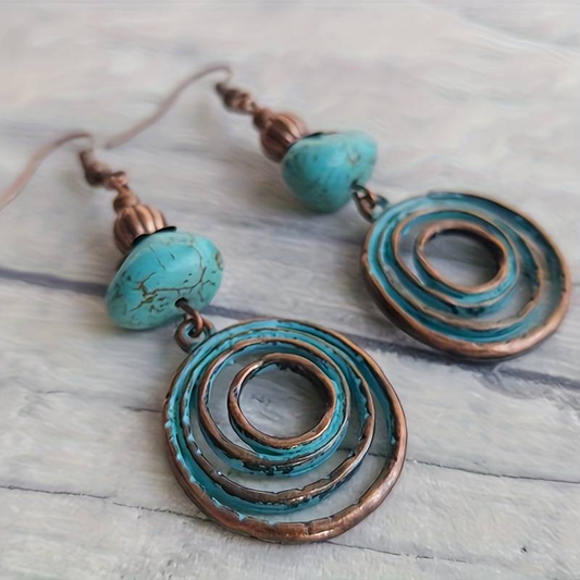 Vintage turkise spiral øreringe