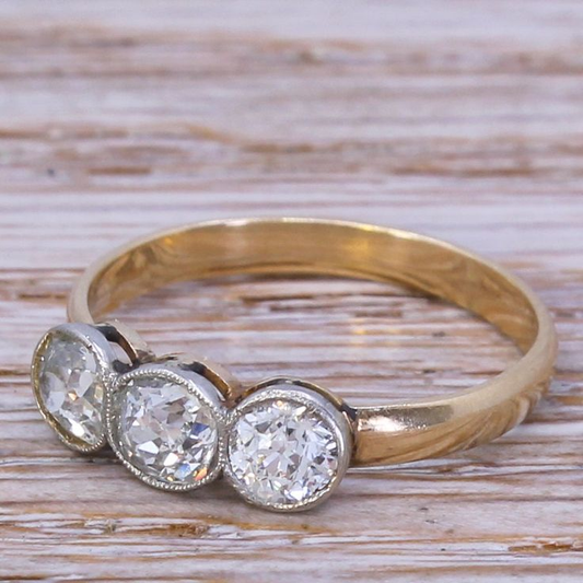 Vintage Tre Glas Guld Ring
