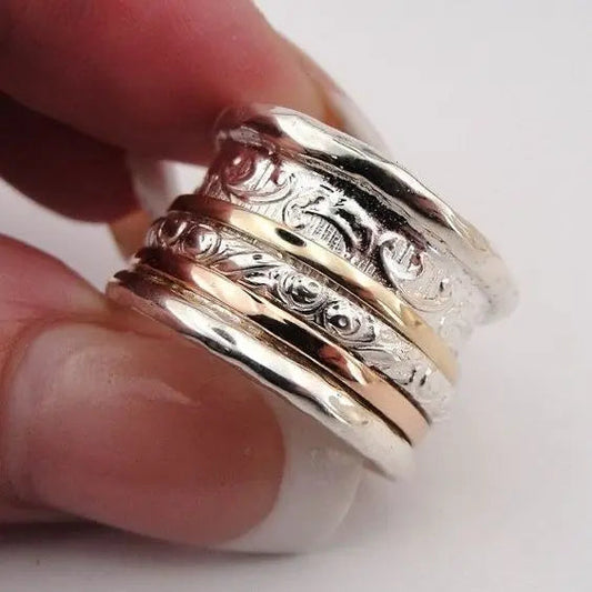 Vintage guld- og sølvringe