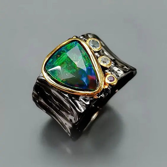 Vintage Brilliant Grøn Krystal Ring