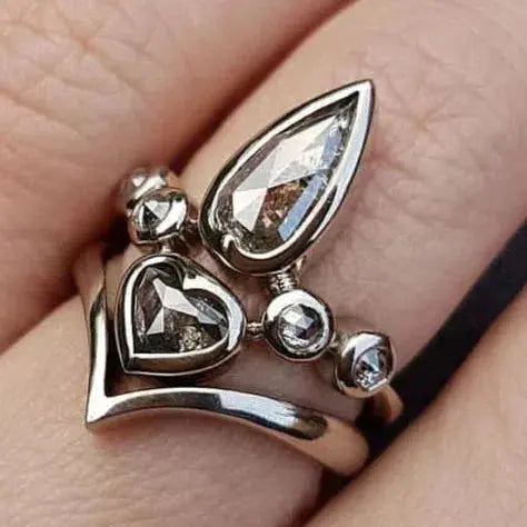 Vintage oval krystal sølvring