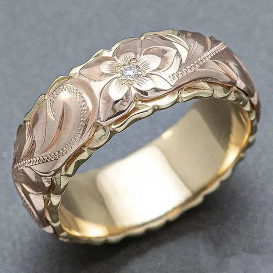 Vintage Rose Blomst Guld Ring