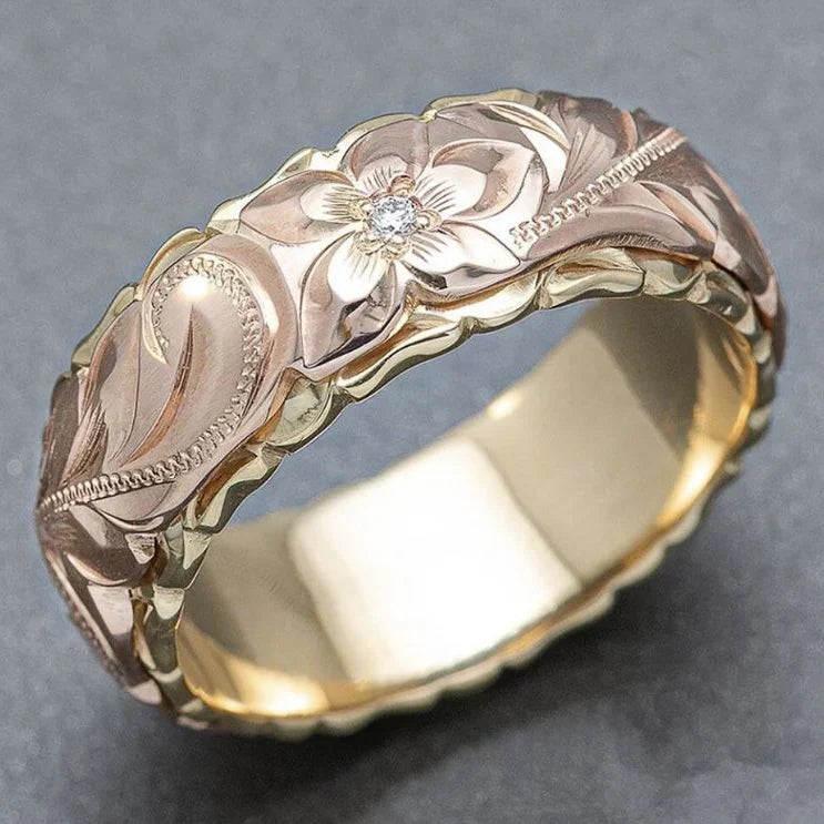 Vintage Rose Blomster Guld Ring