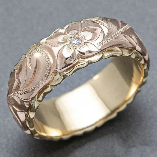 Vintage Rose Blomster Guld Ring
