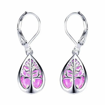 Livets Træ øreringe lavet af opal og sølv